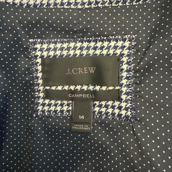 J. Crew - The Campbell Blue Houndstooth Wool Blend Blazer Sz 14 - Picture 10 of 11